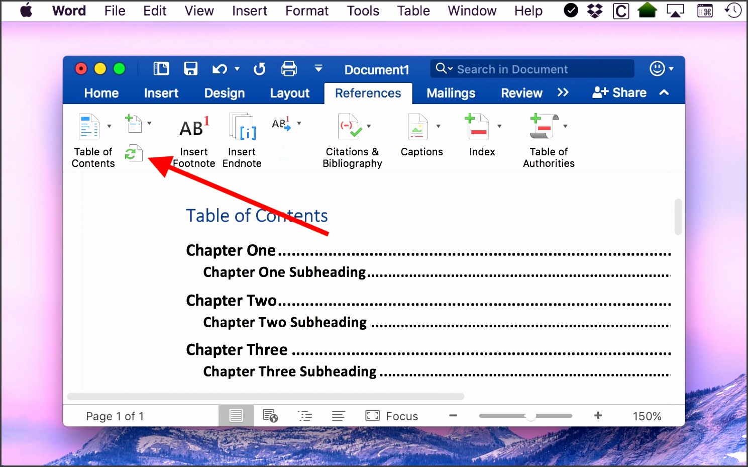 editing table of contents microsoft word for mac 2016